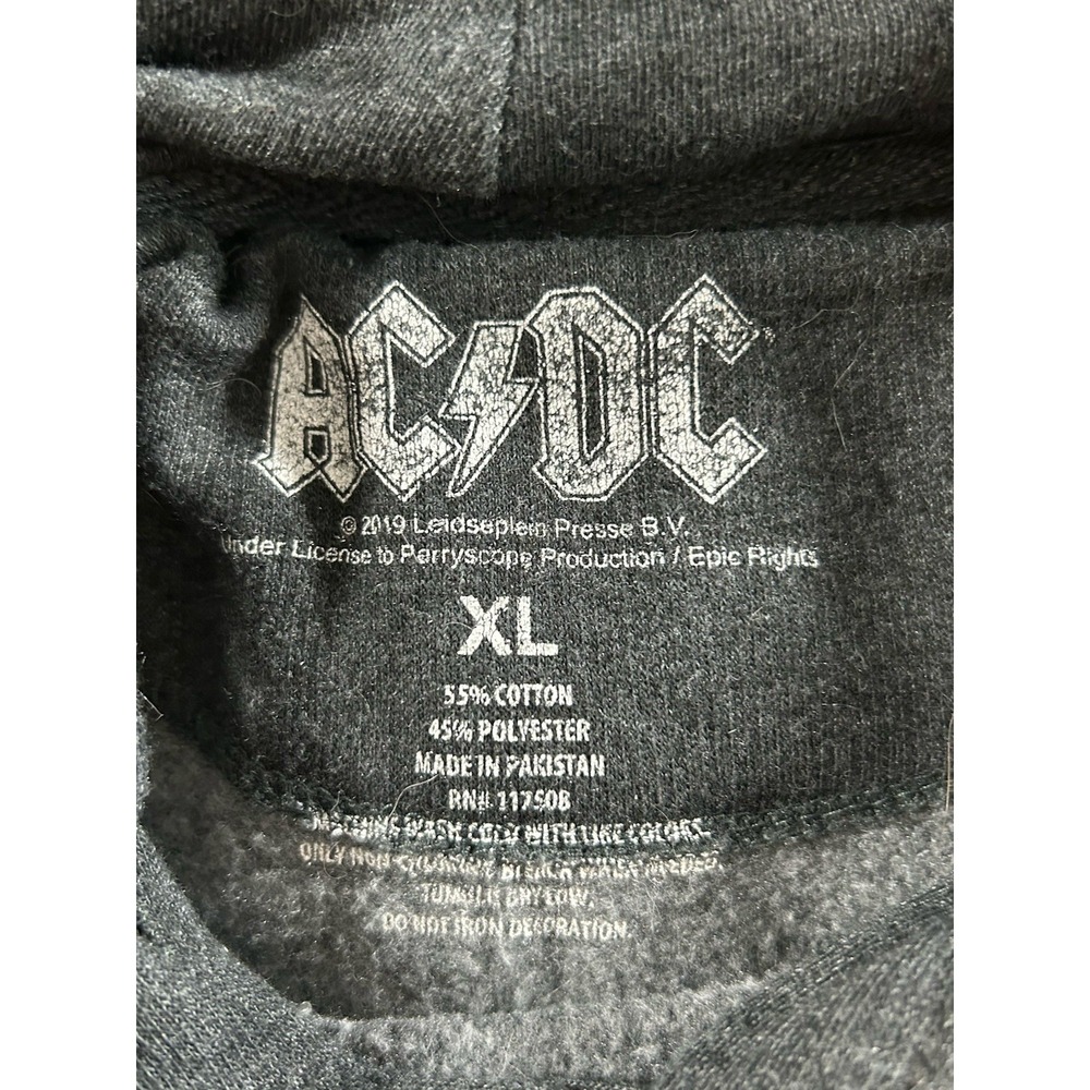 AC DC Hooded Pullover Sweatshirt Hoodie XL Grey Big Logo - Picture 8 of 12